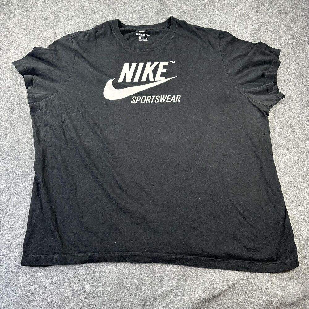 Nike Shirt Mens 2XL Black Sportswear Big Swoosh Logo Graphic Tee Tagless